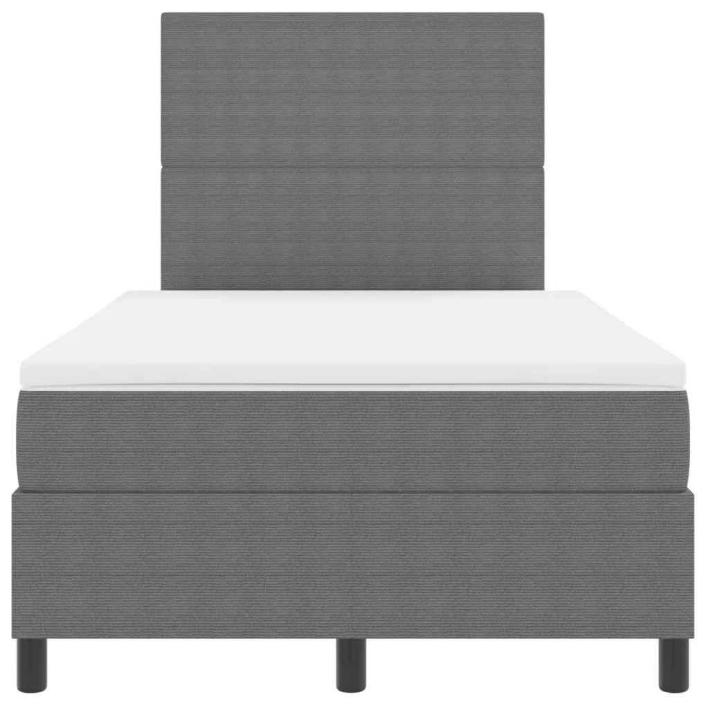 Box Spring Ágy Matraccal &amp; LED Világítás Szürke 120x200 cm Bordás Szövet