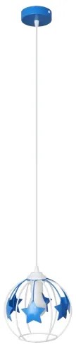 Gyerek csillár zsinóron STARS 1xE27/15W/230V kék/fehér