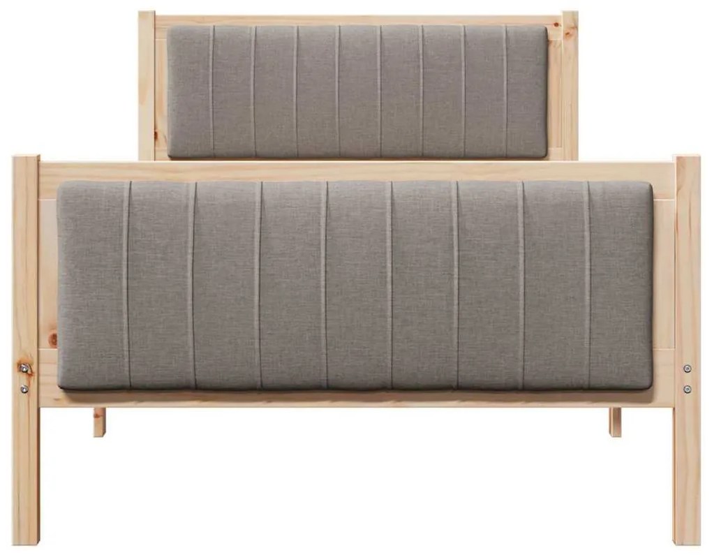 Ágykeret fejtámlával Barna és taupe 100 x 200 cm Tömör fenyőfa