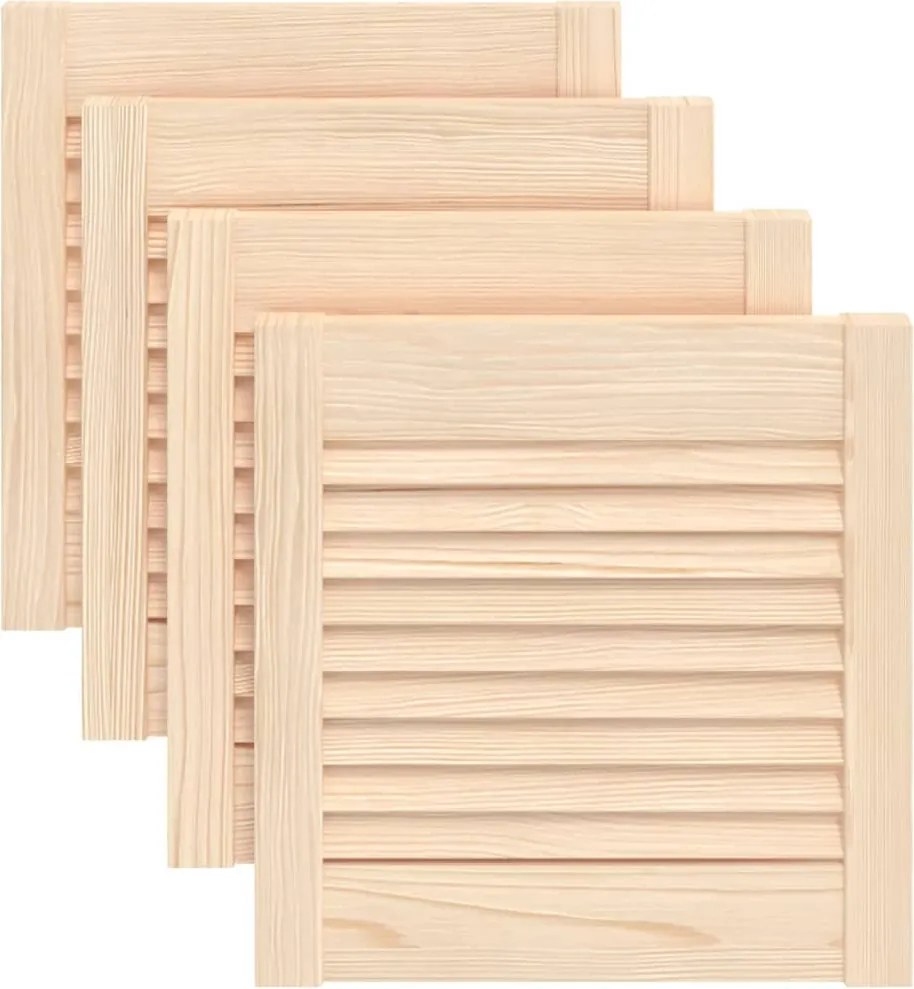 vidaXL 4 db tömör fenyőfa lamellás szekrényajtó 39,5 x 39,4 cm