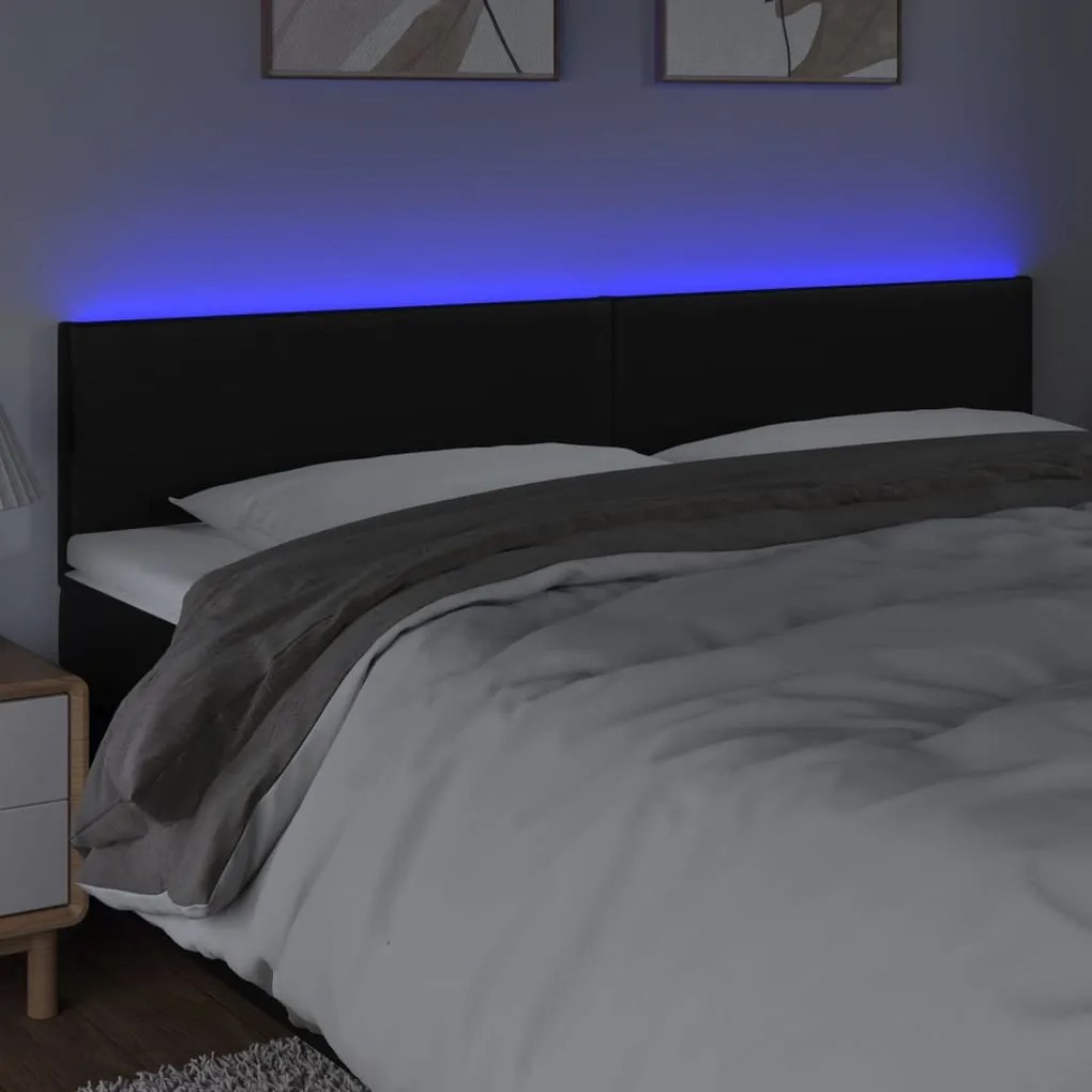 fekete műbőr LED-es fejtámla 160 x 5 x 78/88 cm