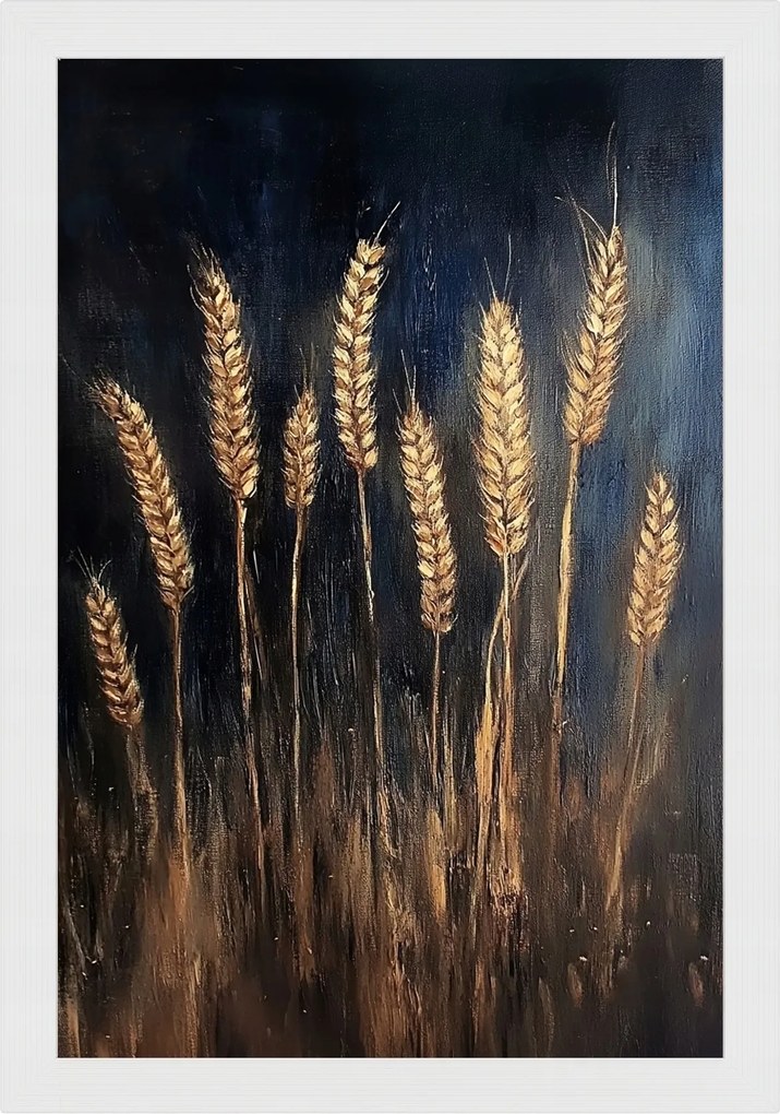 Poszter Keret Fa Olaj Természet Növényzet Falu Mező Gabona Kalászok 40x60