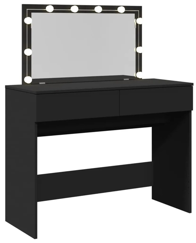 fekete LED-es fésülködőasztal 100 x 40 x 120 cm