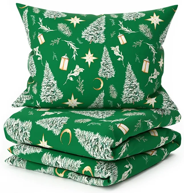 Mikroszálas ágyneműhuzat GREEN CHRISTMAS zöld Ágyneműhuzat mérete: 2 db 70 x 90 cm | 200 x 220 cm