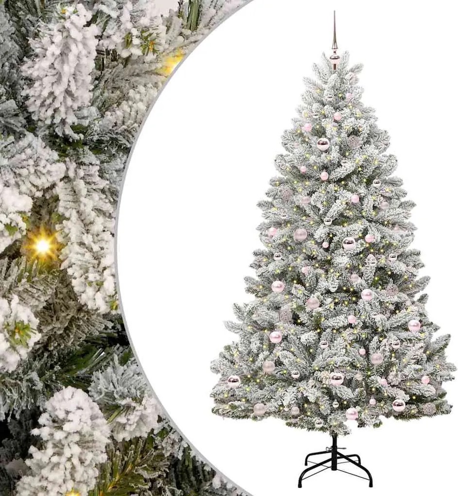 vidaXL Mű karácsonyfa 300 LED-del Zöld és Fehér 210 cm PVC és fém