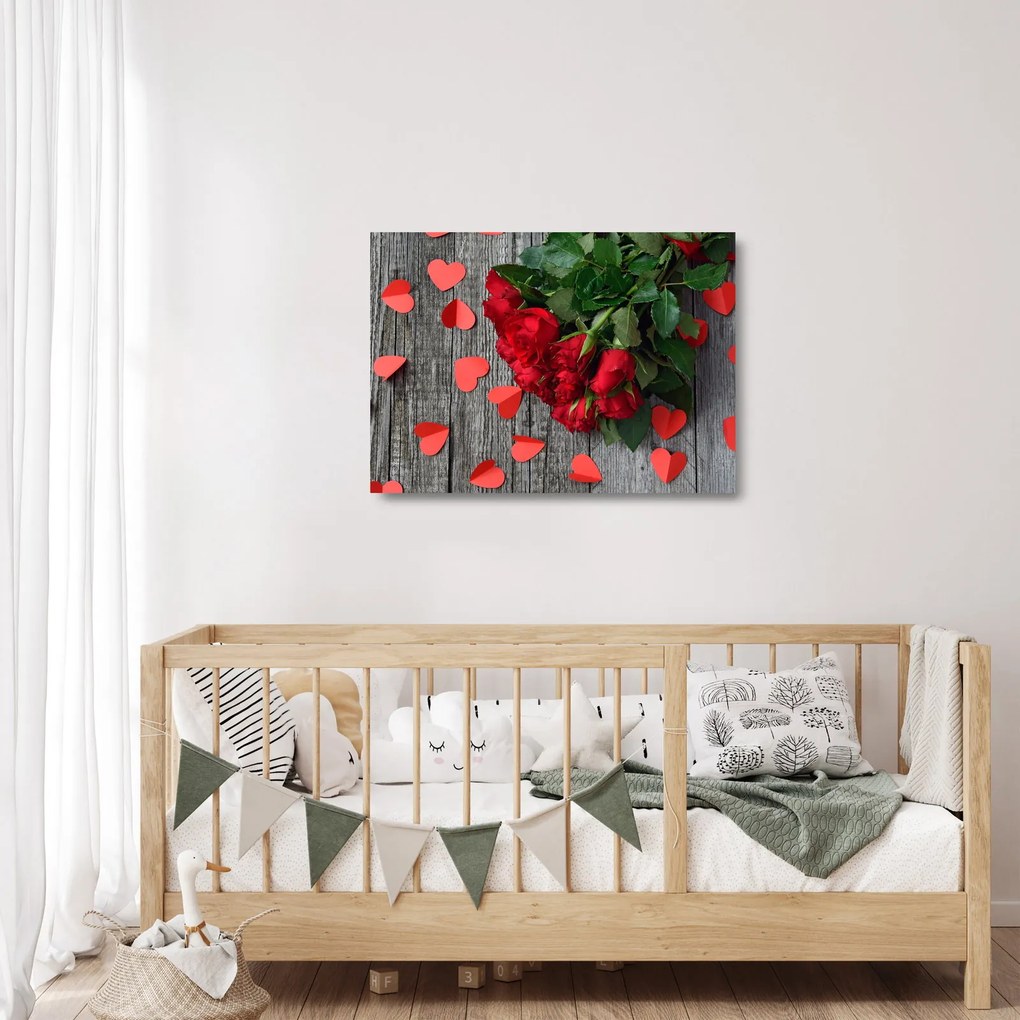 Kép - csokor rózsa (üvegen) (70x50 cm)