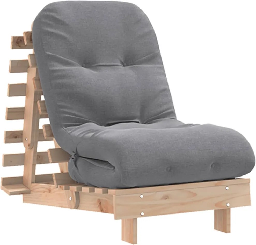 vidaXL tömör fenyőfa futon kanapéágy matraccal 60 x 206 x 11 cm
