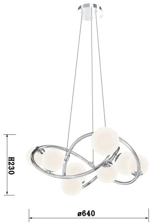 Wofi 7014-807 - LED Csillár zsinóron NANCY 8xG9/3,5W/230V fényezett króm