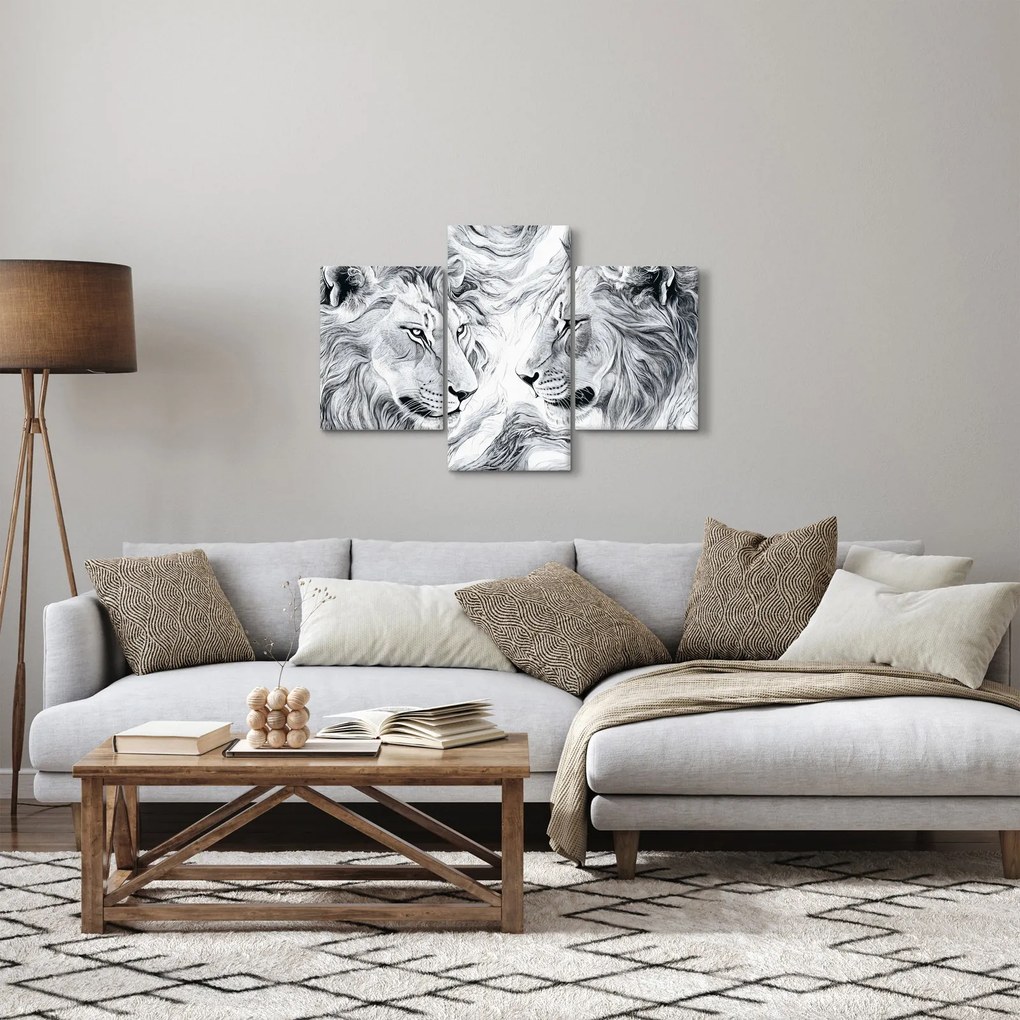 Kép - Rajzolt oroszlánfejek (90x60 cm)