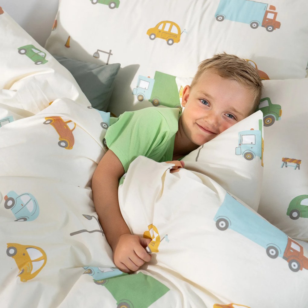 Goldea gyermek pamut párnahuzat - az autók világa 40 x 40 cm