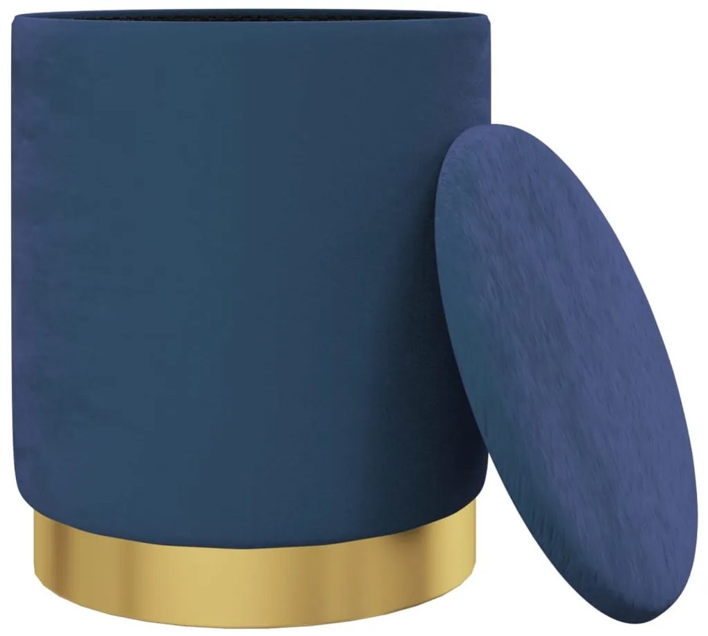 kék kerek bársonyülőke tárolóval 31 x 37 cm