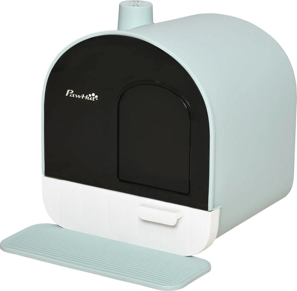 PawHut Zárható Macskaalom Tartály, Macska WC Kanállal és Almőrör Matrac, Kihúzható Tálca, Nagy Macskák Számára, Zöld, 43 x 44 x 47 cm | Aosom
