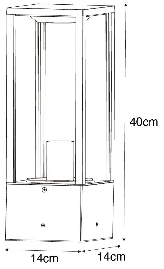 Kültéri állólámpa fekete bordázott üveggel 40 cm IP44 - Charlois