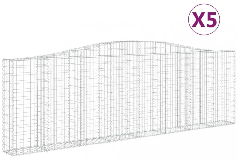 vidaXL 5 db íves horganyzott vas gabion kosár 400x30x120/140 cm