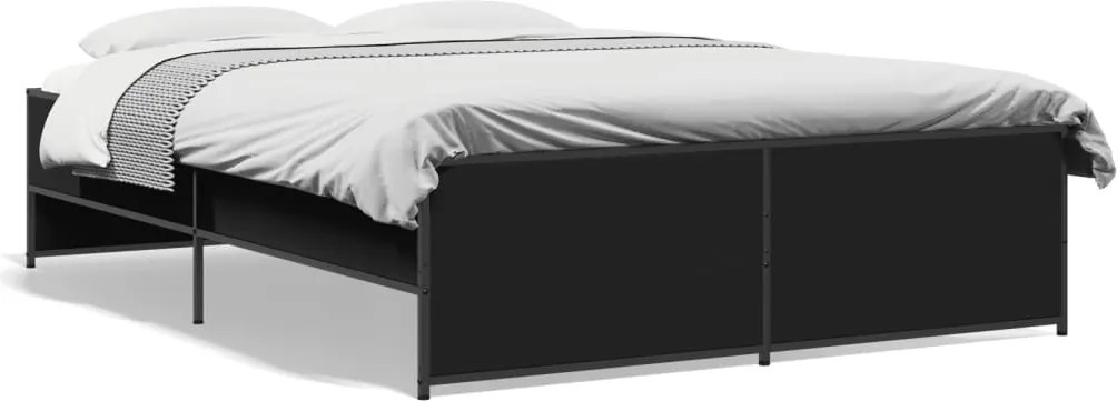 vidaXL fekete szerelt fa és fém ágykeret 120 x 200 cm