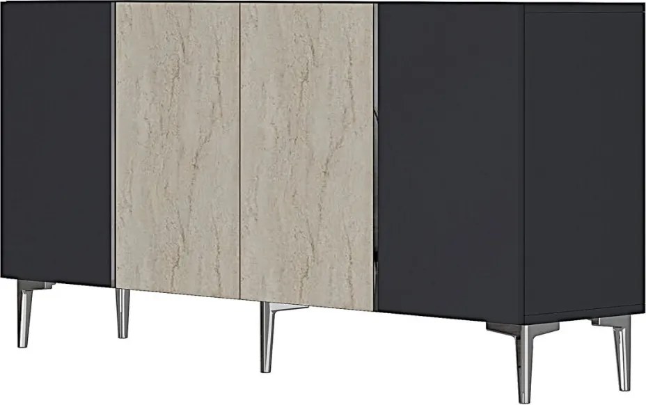 Poli 150 - Anthracite, Travertine, Silver