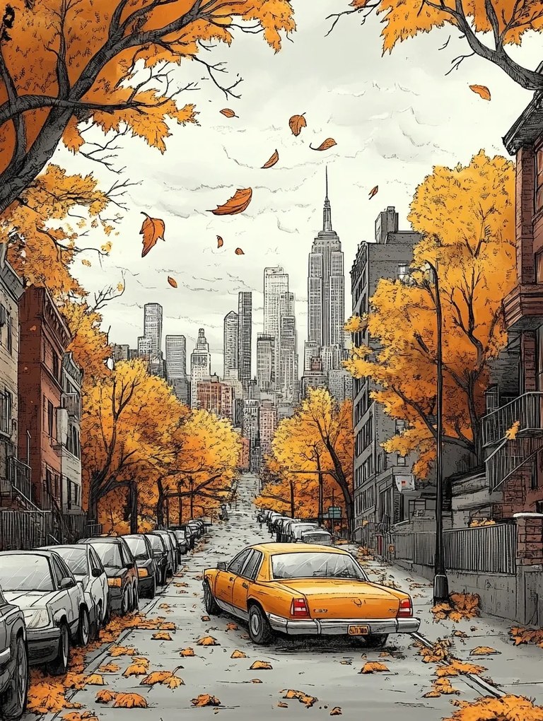 Canvas Vászonkép New York Város Usa Manhattan Utca Ősz 75x100