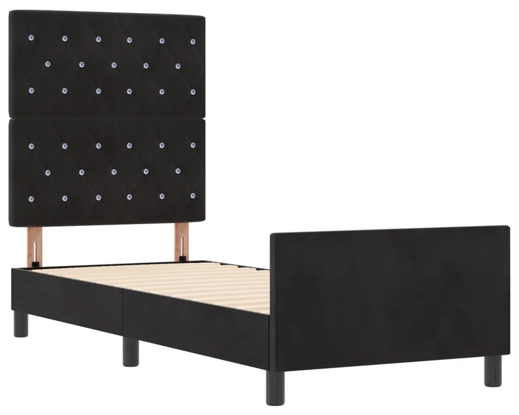 Ágykeret Fekete 80x200 cm Bársony