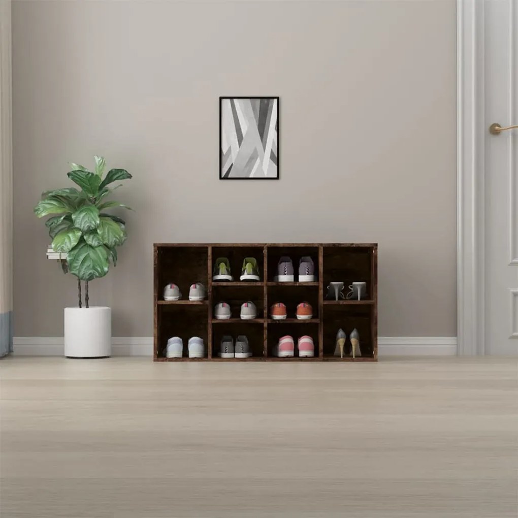 füstös tölgy színű szerelt fa cipőtároló pad 103x30x54,5 cm