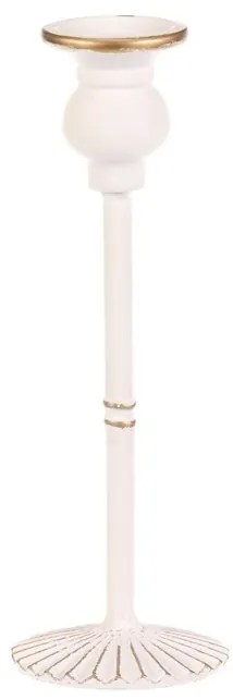 Fém gyertyatartó kúpos gyertyához 24 cm, fehér, 24 cm
