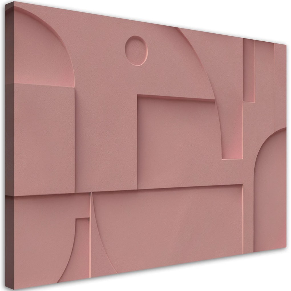 Gario Vászonkép Rózsaszín domborműves geometria Méret: 100 x 70 cm
