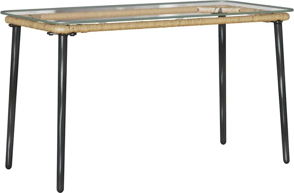 vidaXL Kerti Asztal Természetes 80 x 40 x 45 cm polirattan