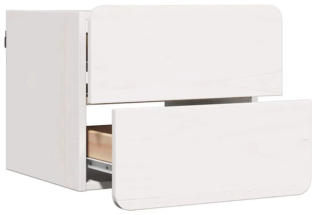 Éjjeli asztal fiókkal 2 pcs Fehér 39 x 34 x 33 cm Tömör fenyőfa