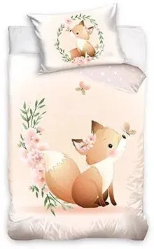 Róka Flower gyerek, ovis ágyneműhuzat 90x120 cm, 40x60 cm