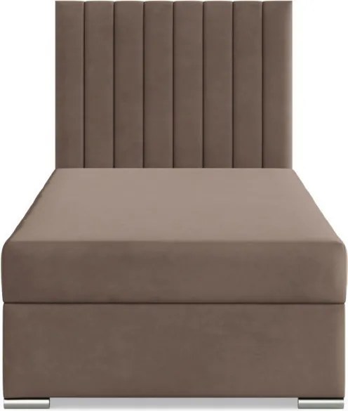 Agen egyszemélyes ágy, bársony, ágyneműtartóval, barna