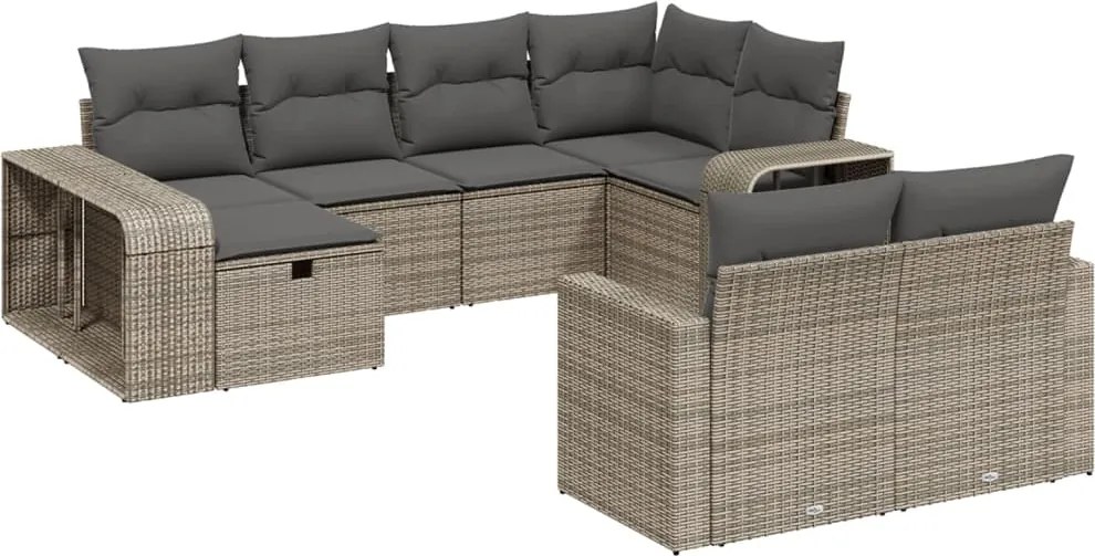 vidaXL 10 részes szürke polyrattan kerti ülőgarnitúra párnákkal