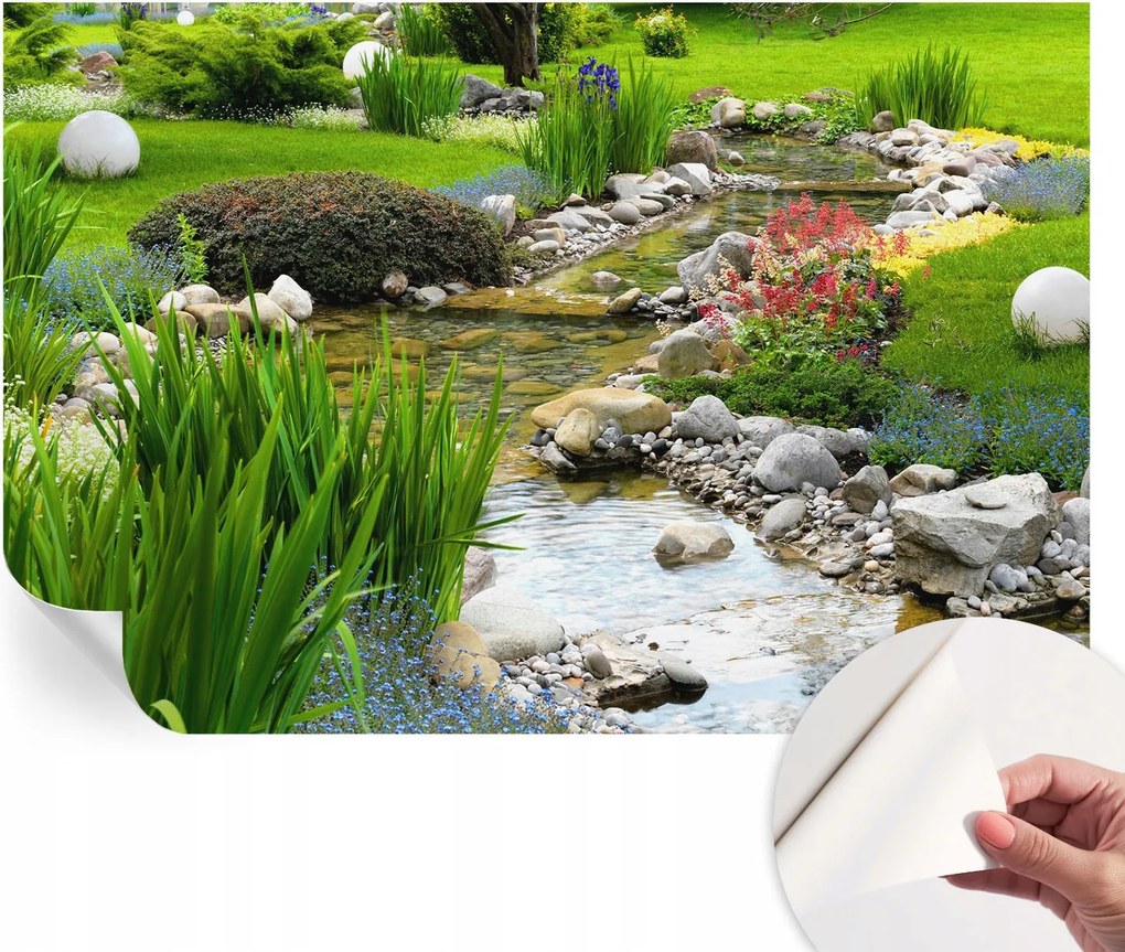 Öntapadós Stílusos Fotótapéta Dekoratív Idilli Kert 104x70 cm