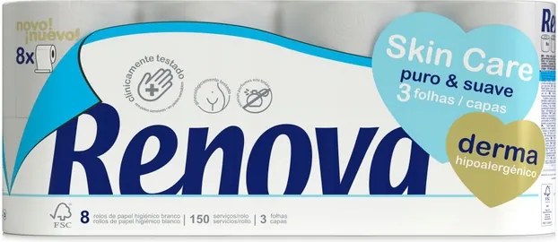 Toalettpapír Renova Skin Care Derma 8R