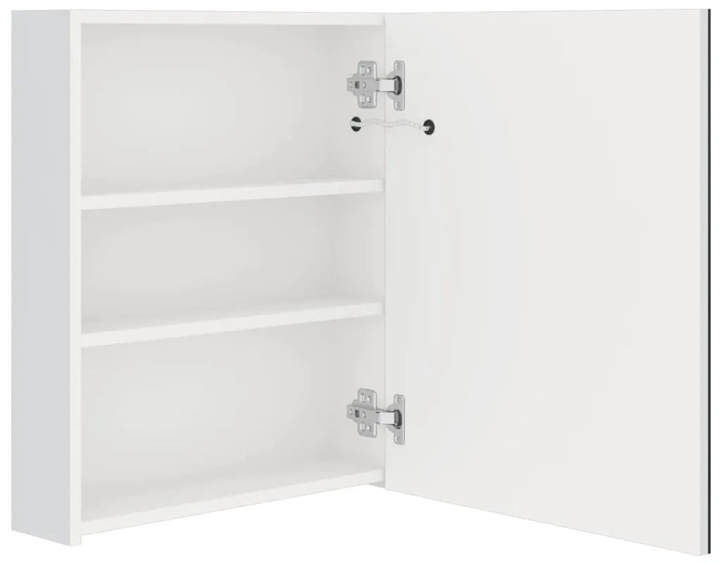 fényes fehér LED-es tükrös fürdőszobaszekrény 50 x 14 x 60 cm