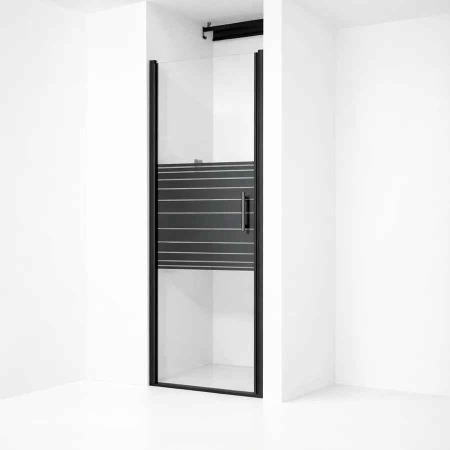 Madeira || Black Pattern 90 nyíló zuhanyajtó, 190cm, 6mm, NANO