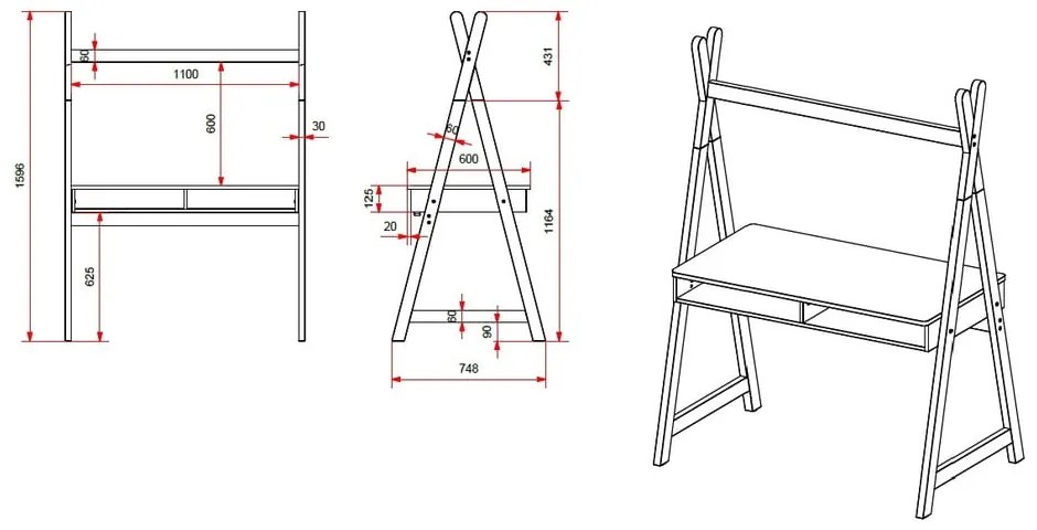 Kiddy fehér gyerek íróasztal - Vipack