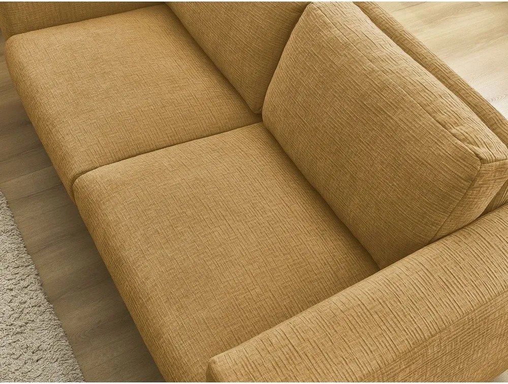 Mustársárga zsenília kinyitható kanapé mindennapos alvásra 220 cm Hugo – Bobochic Paris