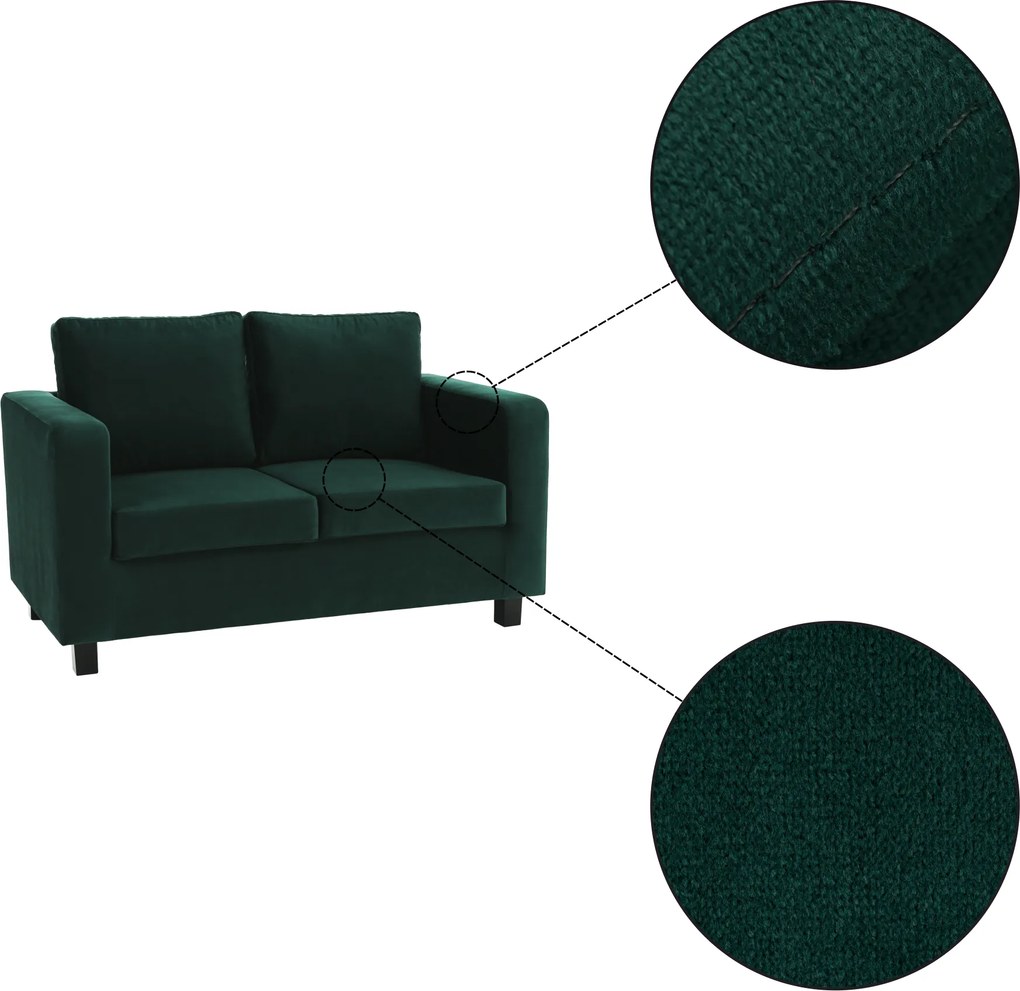 Teljesen kárpitozott heverő, smaragd szövet, LUANA