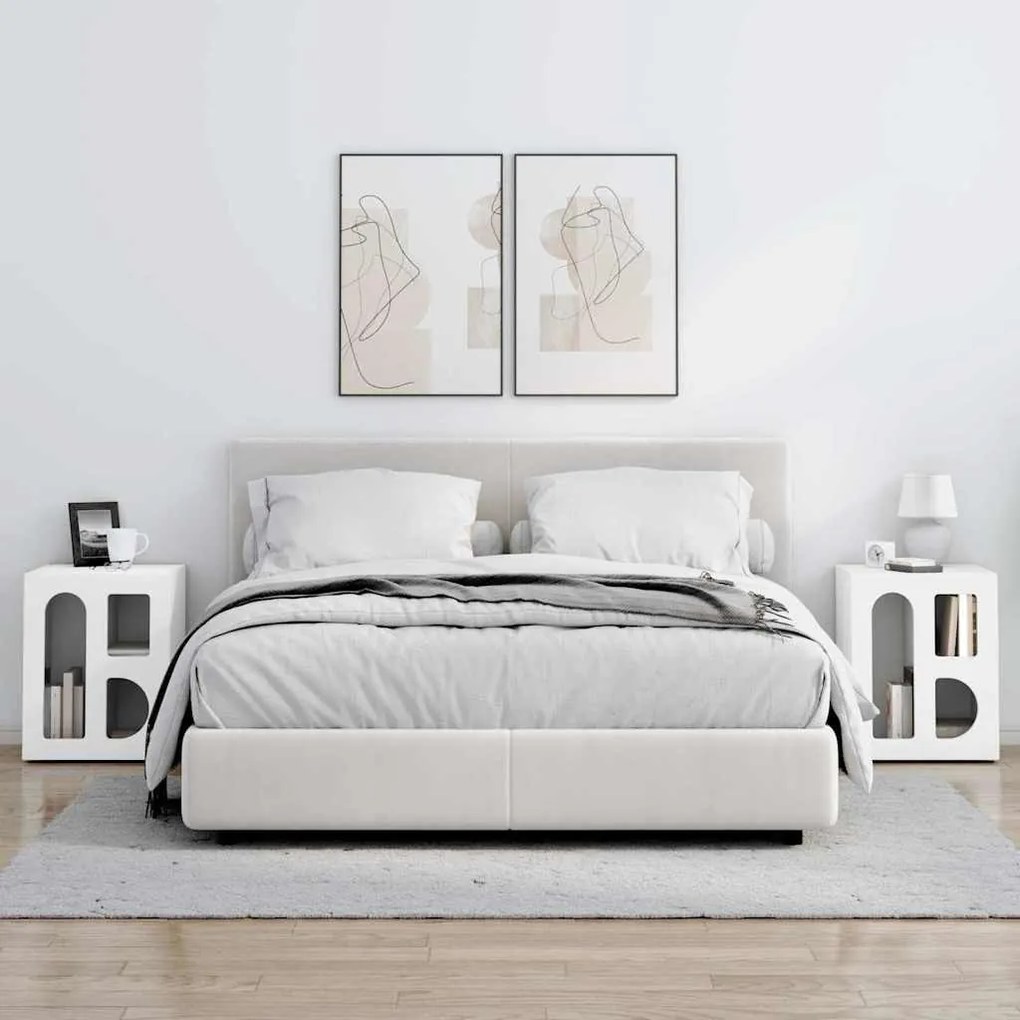 Éjjeli asztal 2 pcs Fehér 40 x 35 x 50 cm Faanyag