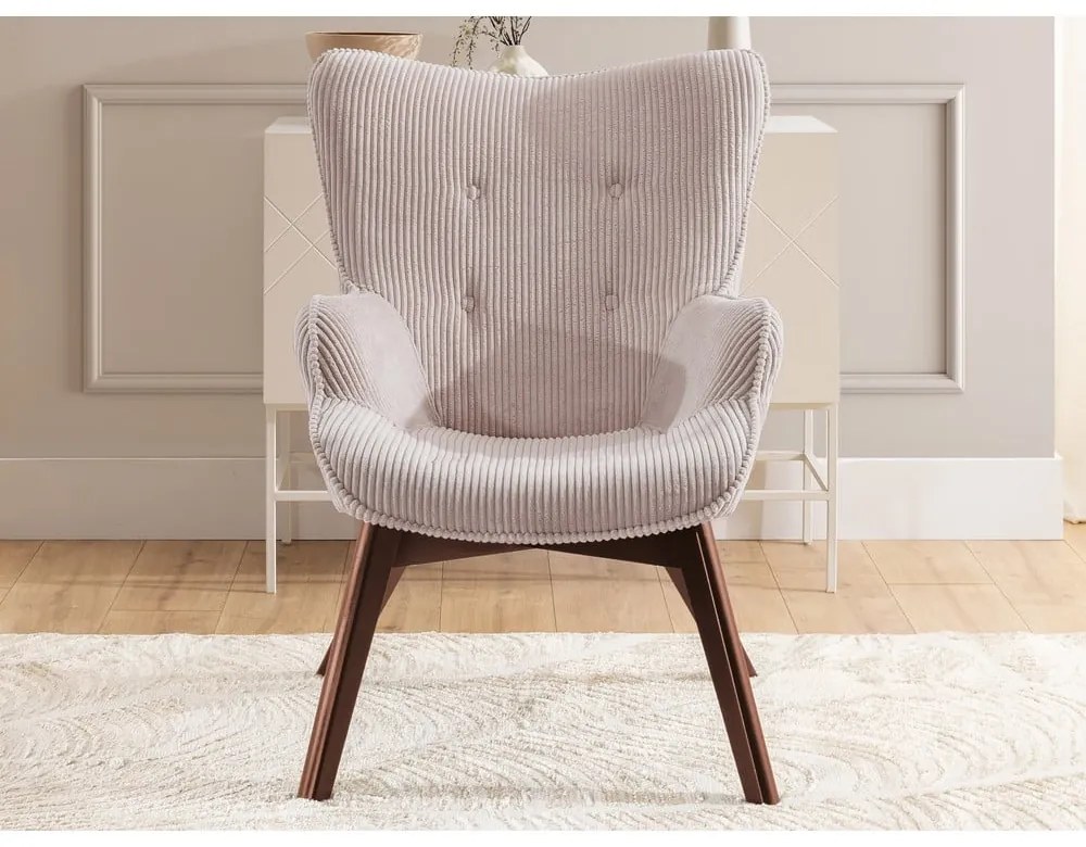 Világos rózsaszín kordbársony fotel Niko – Ropez