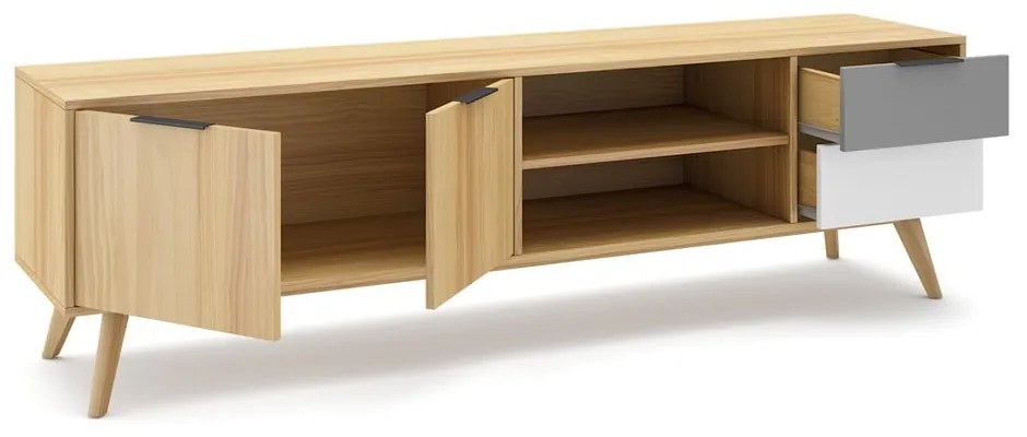Natúr színű borovi fenyő TV-állvány 180x53 cm Elfa – Marckeric