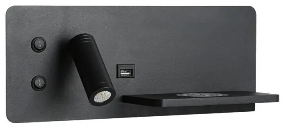 Immax 08287L-LED Fali lámpa polccal, USB-vel és vezeték nélküli töltéssel LED/3W/230V + LED/3W