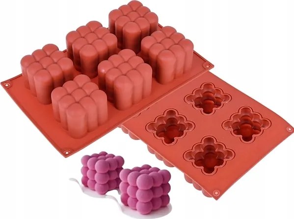 Szilikon öntőforma egyrészes Buborék 3D 6 db-os desszerttartó