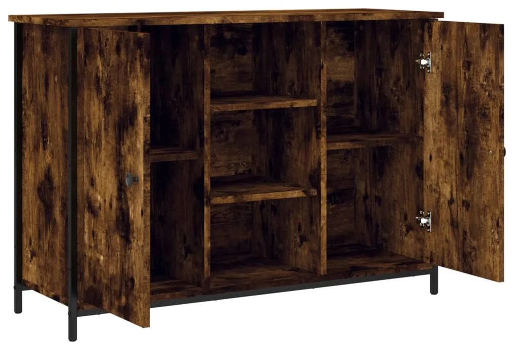 füstös tölgy színű szerelt fa tálalószekrény 100 x 35 x 70 cm