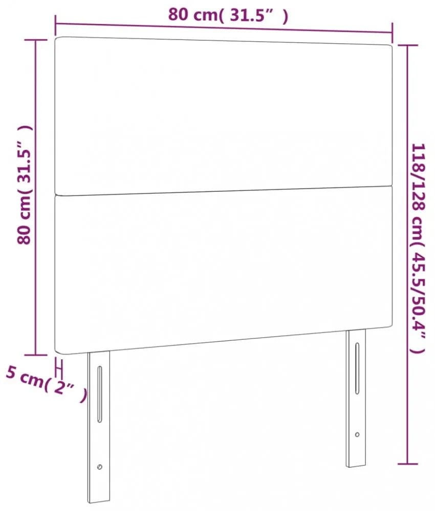 sötétbarna szövet LED-es fejtámla 80x5x118/128 cm