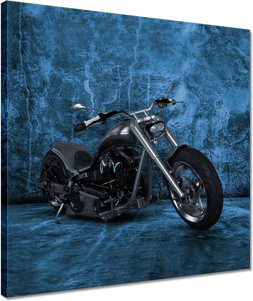 Vászonkép 40x40 Kék fal Motorkerékpár