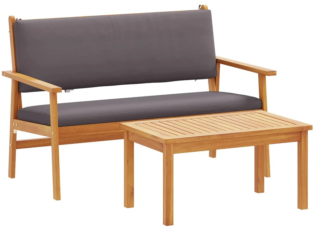 vidaXL Kerti Kanapé Szett párnával 2 pcs Antracit Tömör Akácfa