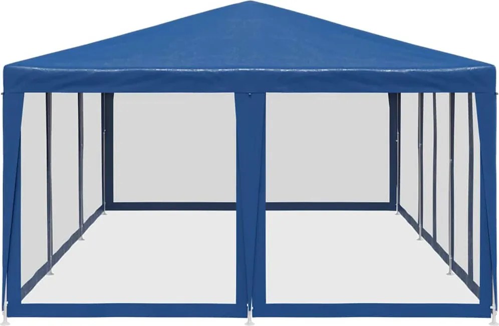Kék HDPE rendezvénysátor 10 hálós oldalfallal 6 x 4 m