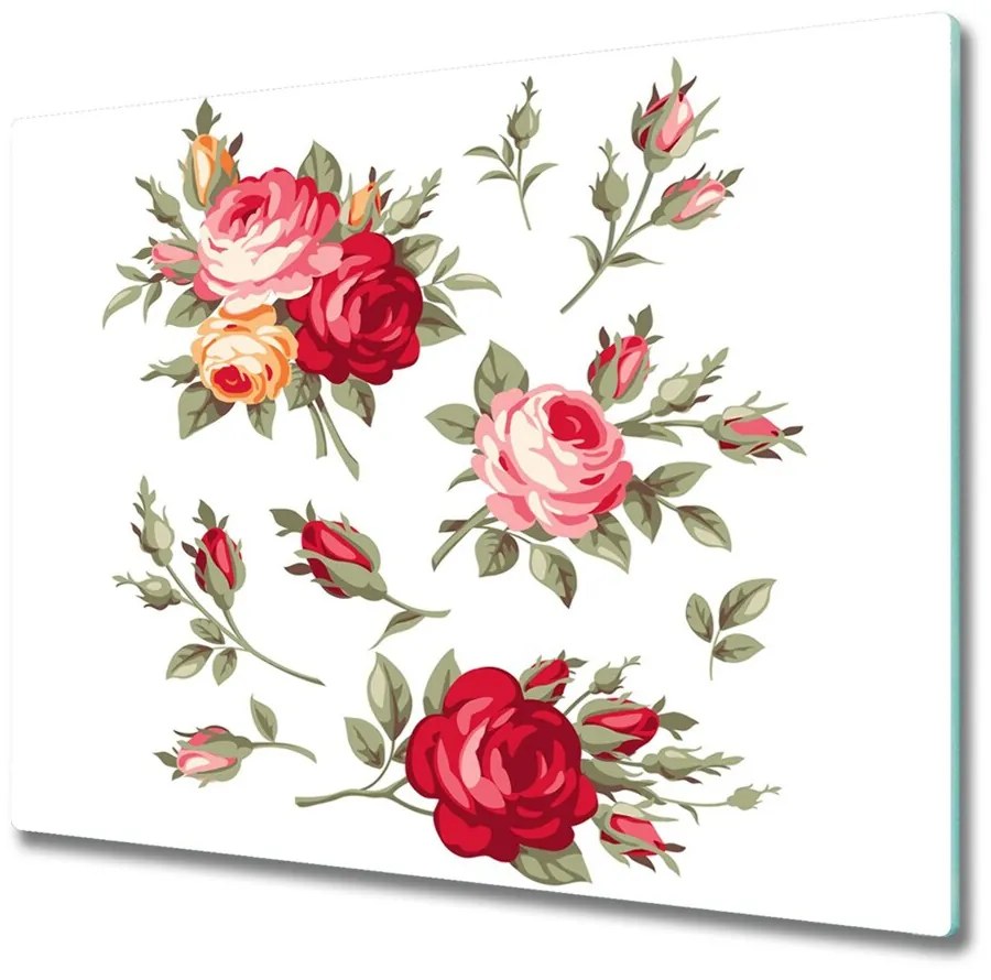 Üveg vágódeszka Roses 60x52 cm
