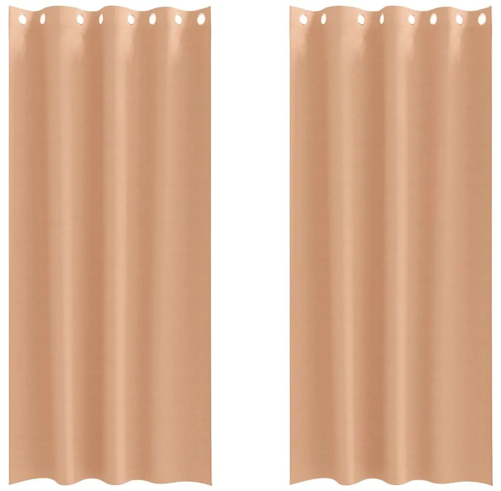 Függönyök függönyökkel 2 pcs Világosbarna 260x140cm Poliészter