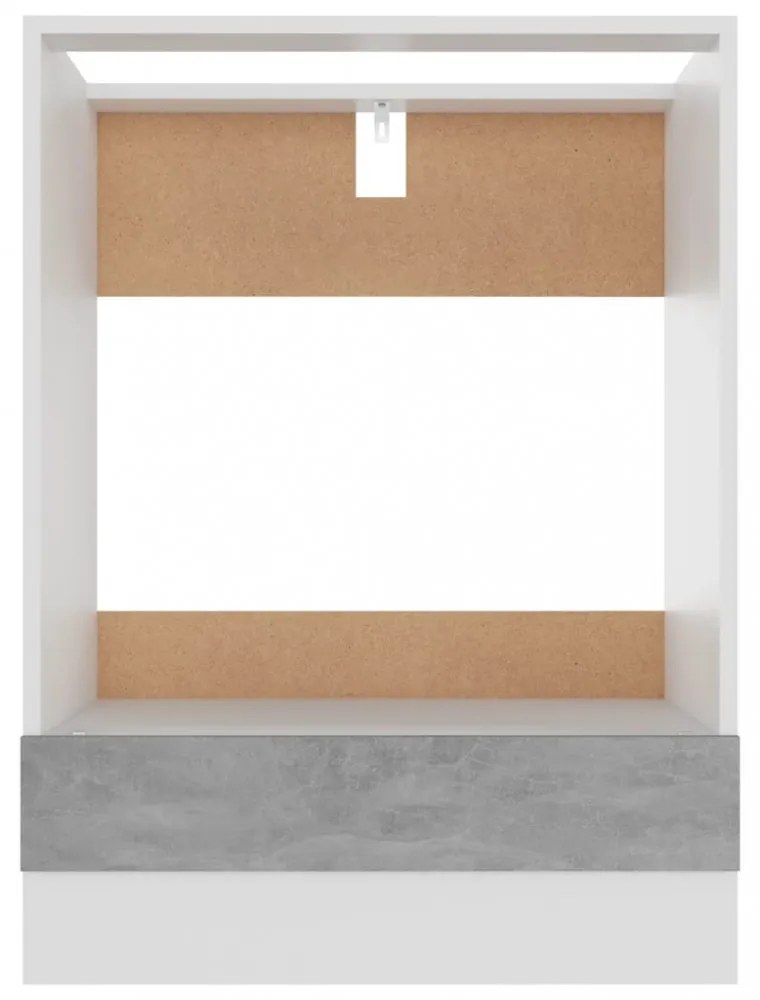 betonszürke szerelt fa sütőszekrény 60 x 46 x 81,5 cm